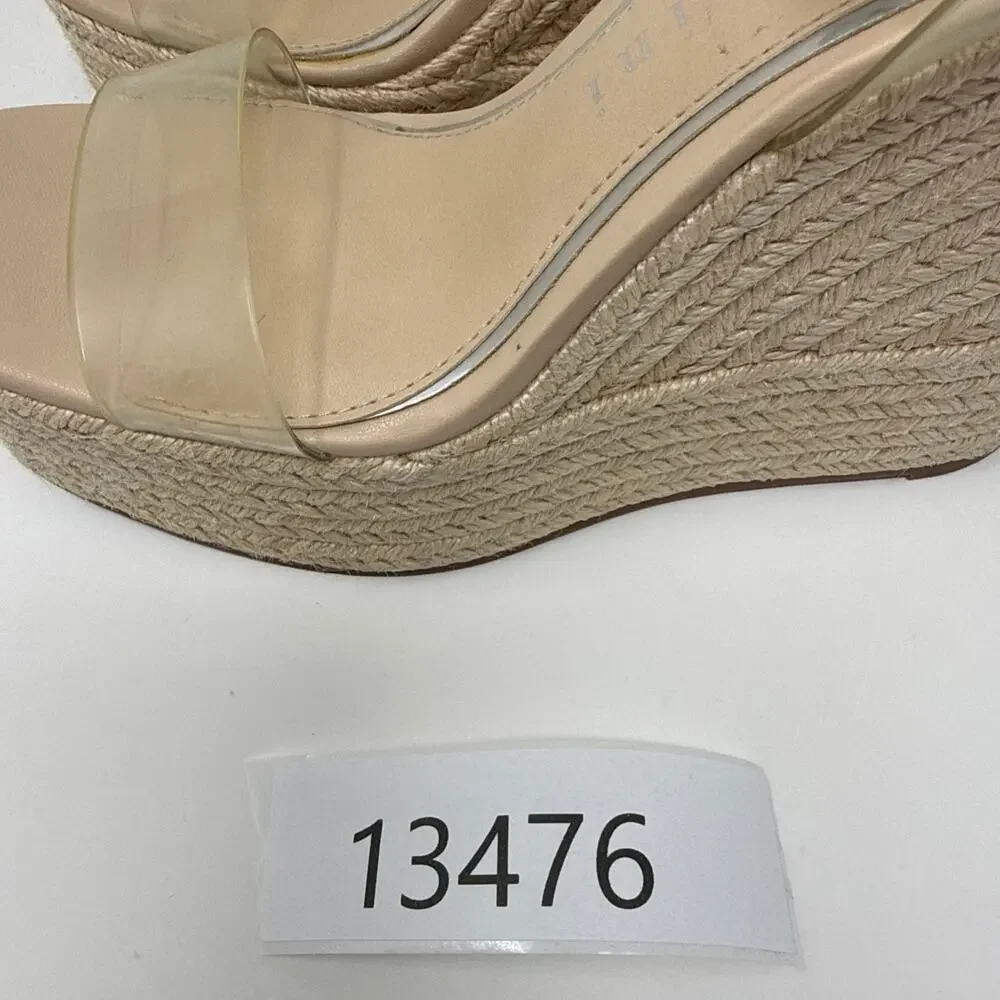 Gianni Bini Platform Wedges Size 6 Blue Denim Mesh Ankle Wrap Espadrille Shoes